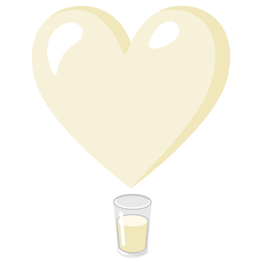 heavy heart exclamation mark ornament glass of milk