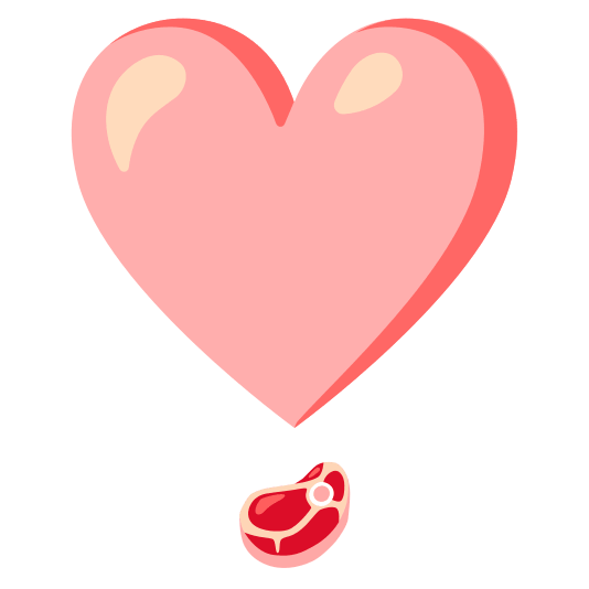 heavy heart exclamation mark ornament cut of meat