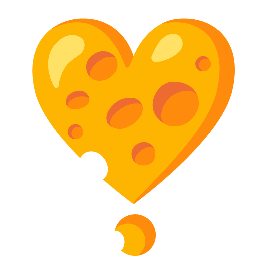 heavy heart exclamation mark ornament cheese wedge