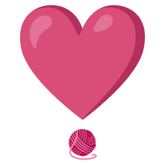 heavy heart exclamation mark ornament yarn