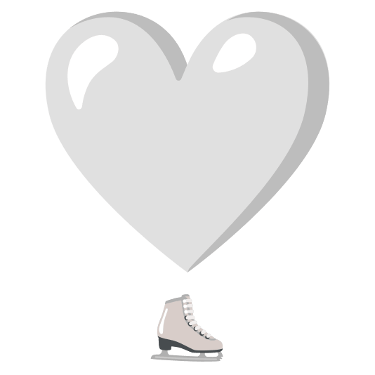 heavy heart exclamation mark ornament ice skate