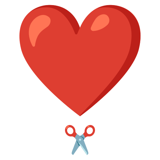 heavy heart exclamation mark ornament scissors