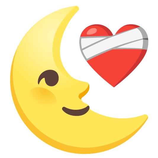 mending heart last quarter moon with face