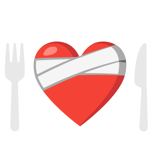 mending heart knife fork plate