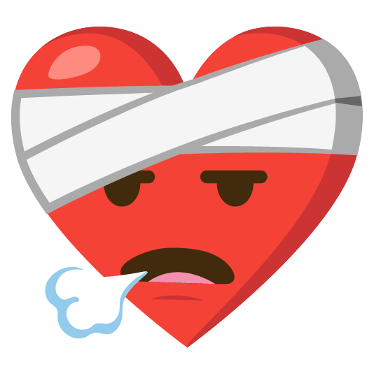 mending heart face exhaling