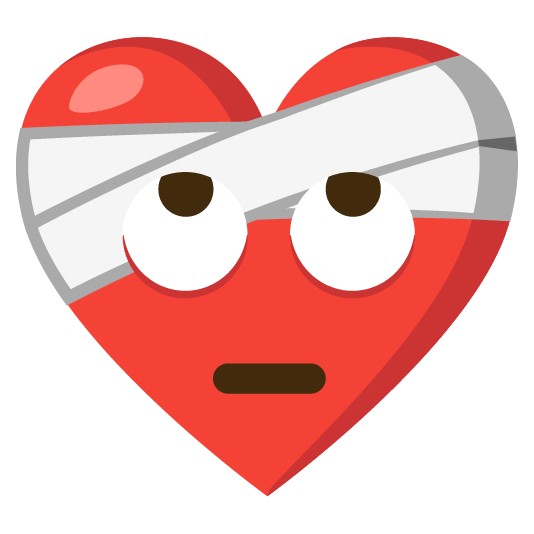 mending heart face with rolling eyes