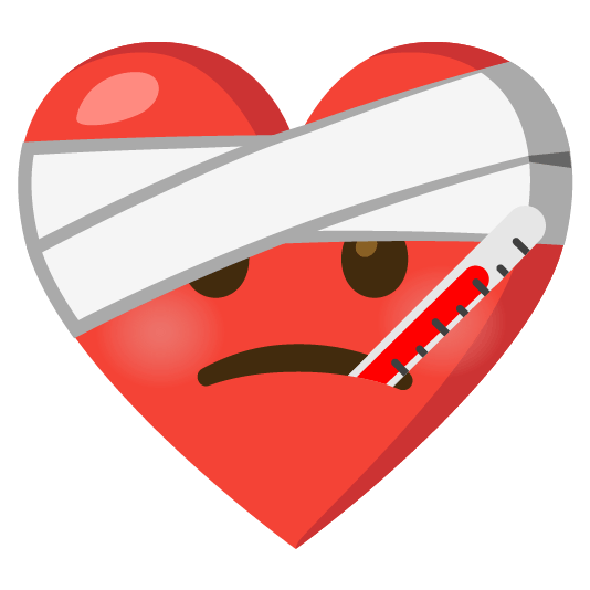 mending heart face with thermometer