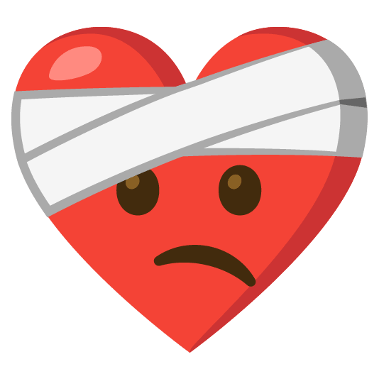 mending heart face with head bandage
