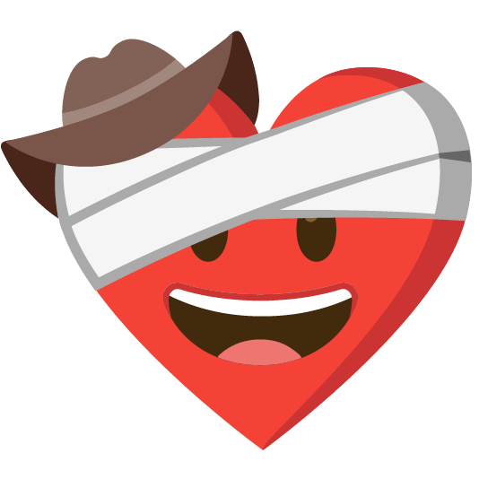 mending heart face with cowboy hat