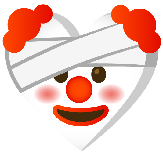 mending heart clown face