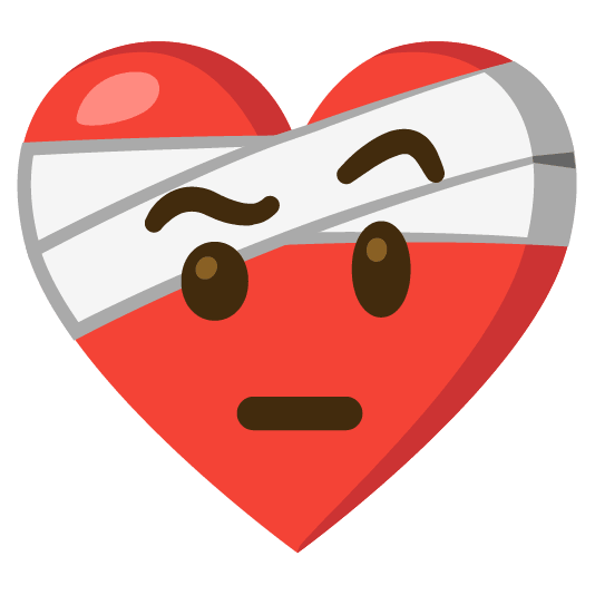 mending heart face with raised eyebrow
