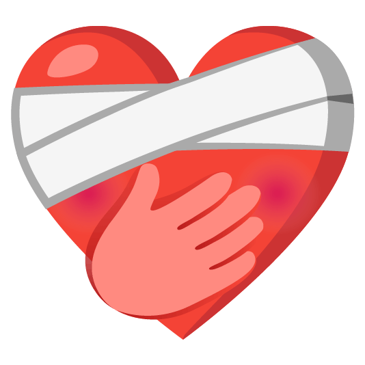 mending heart face with hand over mouth