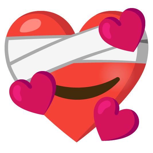 mending heart smiling face with 3 hearts