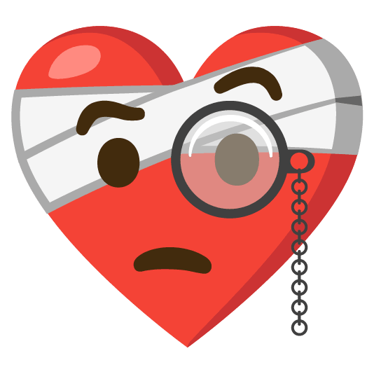 mending heart face with monocle