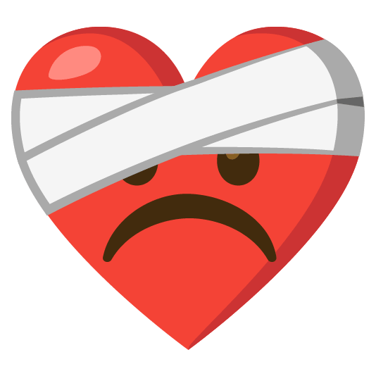 mending heart white frowning face