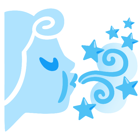 star wind blowing face